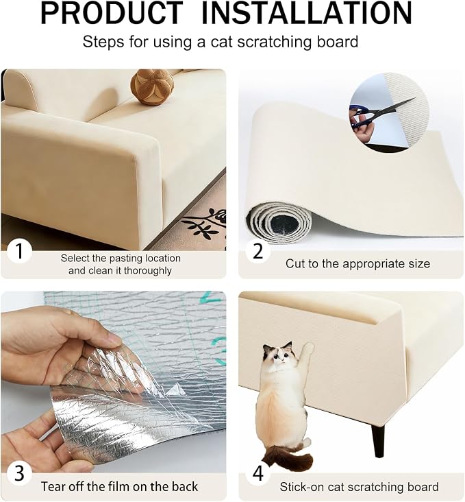 78.8"x15.8" Beige Cat Scratch Mat for Furniture DIY Climb Cat Scratcher Mat for Covering Cat Tower,Cat Scratching Post(2M,Beige)