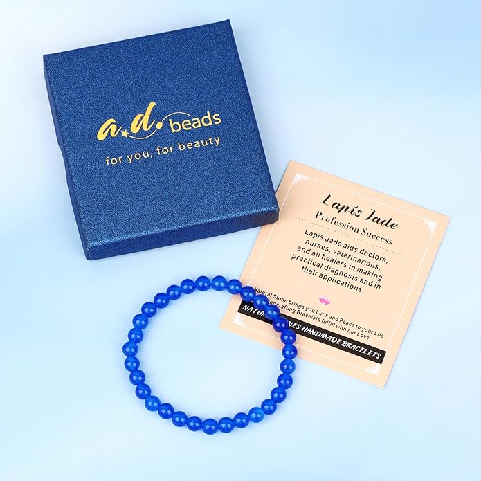 AD Beads Handmade Gemstone Stretch Elastic Bracelet Crystal Healing Reiki Nature's Beauty and Spiritual Essence Unisex