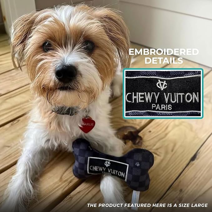 Haute Diggity Dog Chewy Vuiton Bone Plush Dog Toy, Designer Parody Toy
