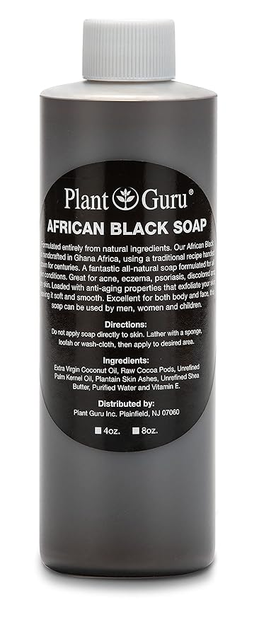 African Black Soap Liquid 8 oz. 100% Raw Pure Natural From Ghana. Acne Treatment, Aids Against Eczema & Psoriasis, Dry Skin, Scars and Dark Spots. Great For Pimples, Blackhead, Face & Body Wash