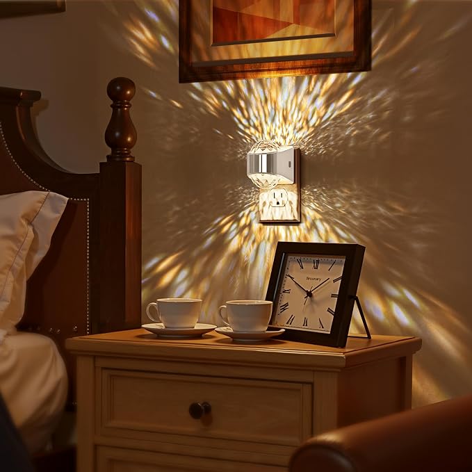 Night Light, Sliver Night Lights Plug into Wall LED Projector | Night Light, Soft White for Bedroom, Dimmable Brightness Dusk to Dawn Nightlight for Kids, Bathroom, Gaming Room, Home Decor