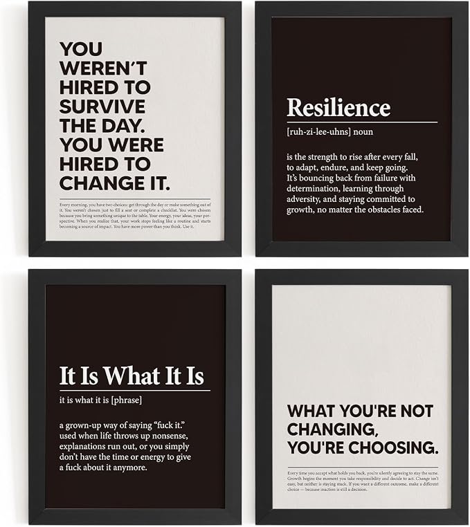 DSHFG Office Decor Motivational Inspirational Wall Art Positive Prints | Motivational Inspirational Wall Decor Trendy Retro Posters for Office Home Decor, Positive Posters Prints 4Pcs 8x10 Unframed