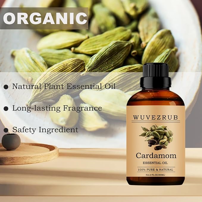 Cardamom Essential Oils, 60ML Pure and Natural Essential Oil for Aromatherapy Diffuser - Cardamom /2 Fl Oz