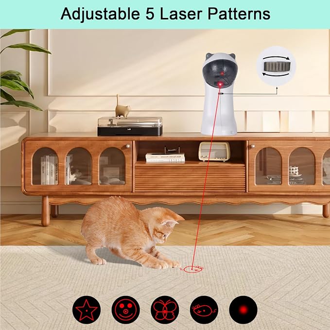 TBTeek Cat Toy, Automatic Motion-Activated, 5 Fun Patterns, 4 Speed Modes | Rechargeable, Adjustable Light Angles, Random Rotating Trajectory