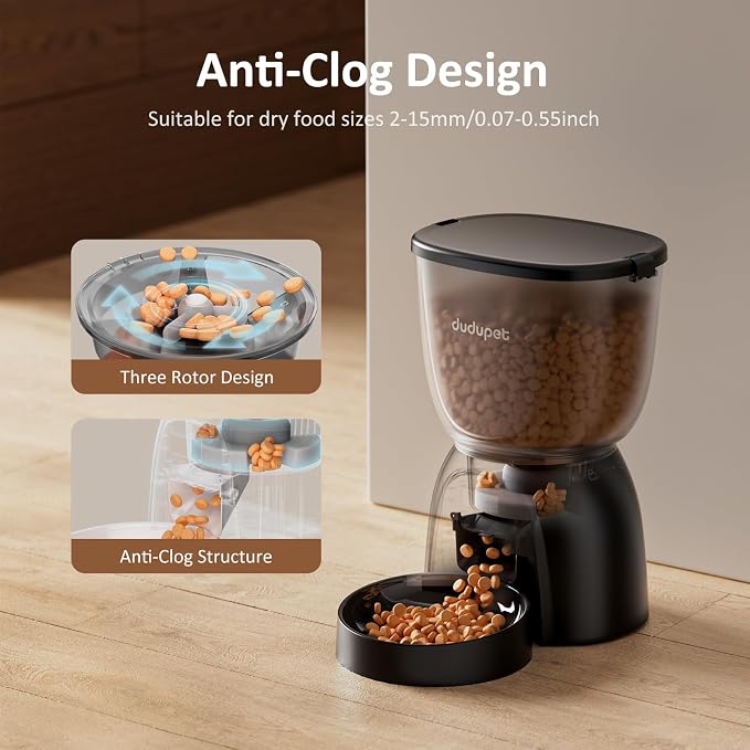 Automatic Cat Feeder with WiFi, Timed Cat Dry Food Dispenser for Cats Dog | 5L Capacity, App Remote Control, 5G&2.4Ghz, Dual Power, 10 Meals 1-15 Portion Programmable, Sealed Food Tank