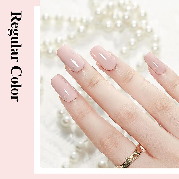 Gel-Like Nail Polish，4-in-1 Nude Nail Polish Quick Drying Long Lasting Shine Non Toxic No UV Needed for Nail Art Manicure DIY at Home