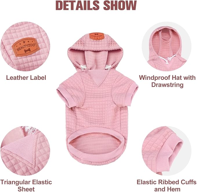 BEAUTYZOO Dog Hoodies Sweater for Large Dogs,Waffle‑Like Laminated Pet Coat | Warm Dog Sweatshirt with Pocket & Leash Hole,Pullover Clothes for Girl Boy Dogs,Stretchy & Easy‑On‑Off,Labrador & Great Danes