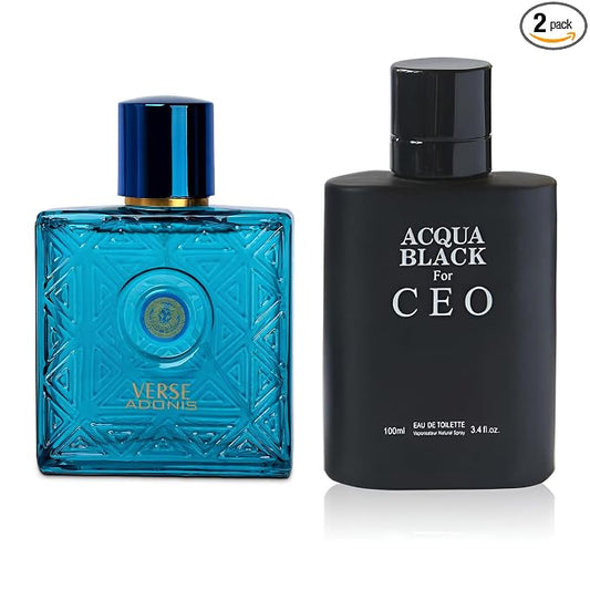 AFLUXE Verse Adonis&Acqua CEO Combo Men Cologne 3.4 Fl. Oz Men's Perfume Refreshing Combination of Woody Floral & Fruity Scents Eau De Parfum for Men Lasts All Day Best Gift for Any Occasion