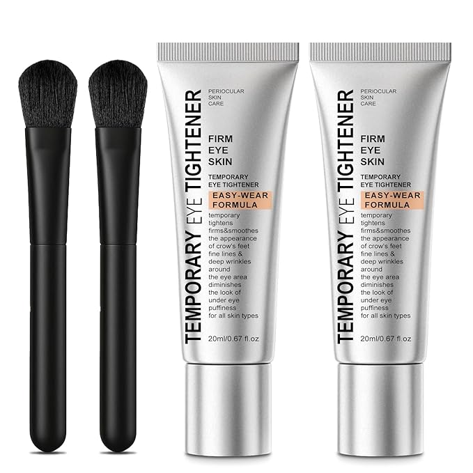 Perfection Eye Tightener Cream, Instant Firming Cream for Puffiness, Fine Lines & Wrinkles, Lightweight Easy-Wear Formula, Gentle Skin Care for All Skin Types for women, 2PCS with 2 Brushes, Silver-A
