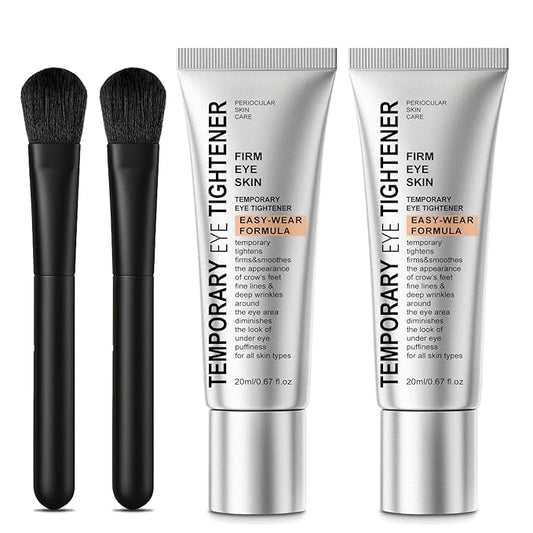 Perfection Eye Tightener Cream, Instant Firming Cream for Puffiness, Fine Lines & Wrinkles, Lightweight Easy-Wear Formula, Gentle Skin Care for All Skin Types for women, 2PCS with 2 Brushes, Silver-A