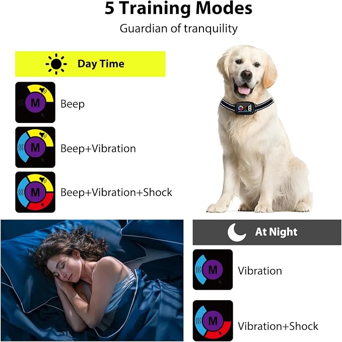 Smart AI Bark Collar, 5 Modes, IPX7