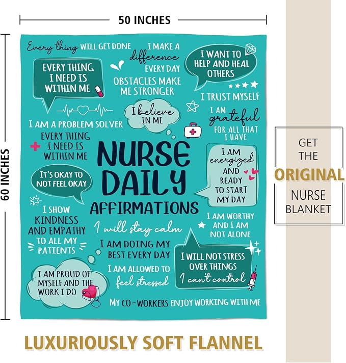 Craftique Nurse Gifts for Women Men- Nurse Blanket with Daily Affirmations | LPN RN Gifts for Nurses, Appreciation/Graduation/Christmas/Birthday Gifts for Nurse, Nursing School, Nurses Week/Day, Soft