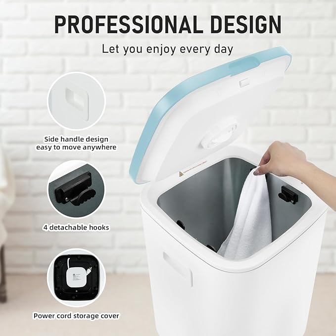 Towel Warmer for Bathroom, 23L Large Towel Warmers, Heated Towel Warmer Bucket with LED Display, 3 Heating Modes, 20/40/60 Min, Auto Shut Off, Child Lock, Blue