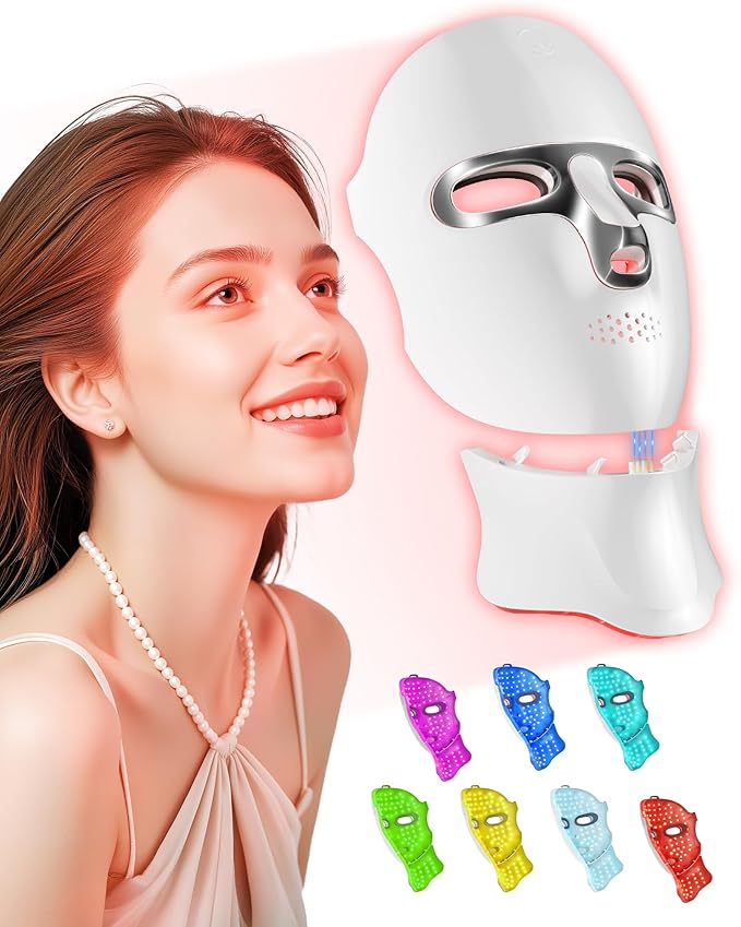 LED Light Therapy Mask Skin Care Mask, LED Red 630±5nm & NIR 830nm Wavelength for Home Use(model: MK66R-B)(skin) (silver)