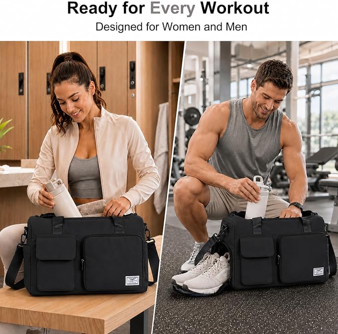 FIORETTO Women's Gym Duffle Bag with Shoes Compartment, 30L Capacity, Ideal for Travel, Gym, Sports, Duffel, Weekender