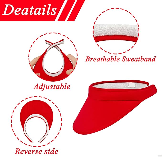 2 Pack Sun Visor Hats Women Men Clip On Wide Brim Visors Hat Outdoor Sports Golf Beach Travel Tennis Caps