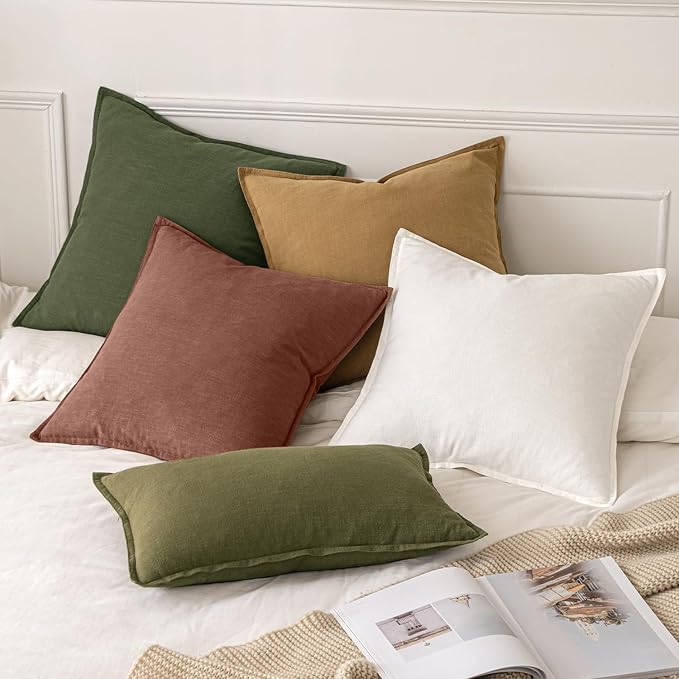 MIULEE Decorative Linen Pillow Covers 20x20 Inch Autumn Glaze | Boho Farmhouse Fall Autumn Couch Throw Pillows for Bed, Pack of 2 Accent Modern Pillowcases, Sofa Livingroom Home Decor