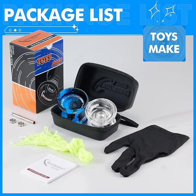 WATIEOBOOyoyo 2-Piece Set - P02+M18 Crystal Yo yo and M18 Camouflage (Black and Blue) yoyo, Suitable for Beginners, and Professional Adults Trick Yoyo, Competition and Performance yo yo