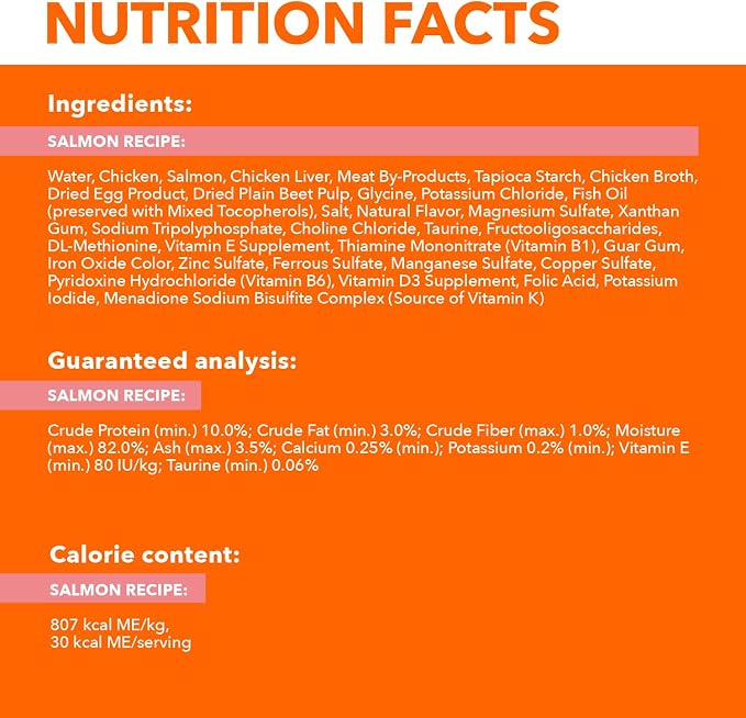 IAMS Perfect Portions Indoor Cuts in Gravy Wet Cat Food, Salmon, 24 Count | Made in USA, Snap, peel & serve, Vitamin E, prebiotic for digestion, no artificial flavors, 2.6 oz. twin-pack trays