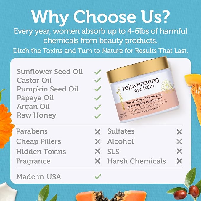 Era Organics Vitamin C Face & Organic Eye Cream – Nourishing Vitamin C Face Cream for Fine Lines, Wrinkles + USDA Organic Eye Balm for Puffiness, Bags – Made in USA, Safe For Sensitive Skin