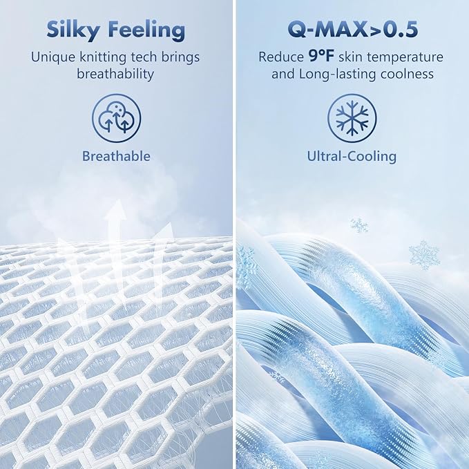 Cooling Blanket Queen - Arc-Chill Q-Max >0.5 Cool Summer Blanket for Hot Sleepers - Double Design Lightweight Blanket Absorbs Heat to Keep Cool on Warm Nights(90"x90") Blue