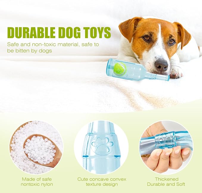 Dog Toy, Dog Squeak Toy, Floating Dog Toy, Interactive Fetch Toy for Play and Training, Bottle Shape with Tennis Ball Inside (Set of Two Small)