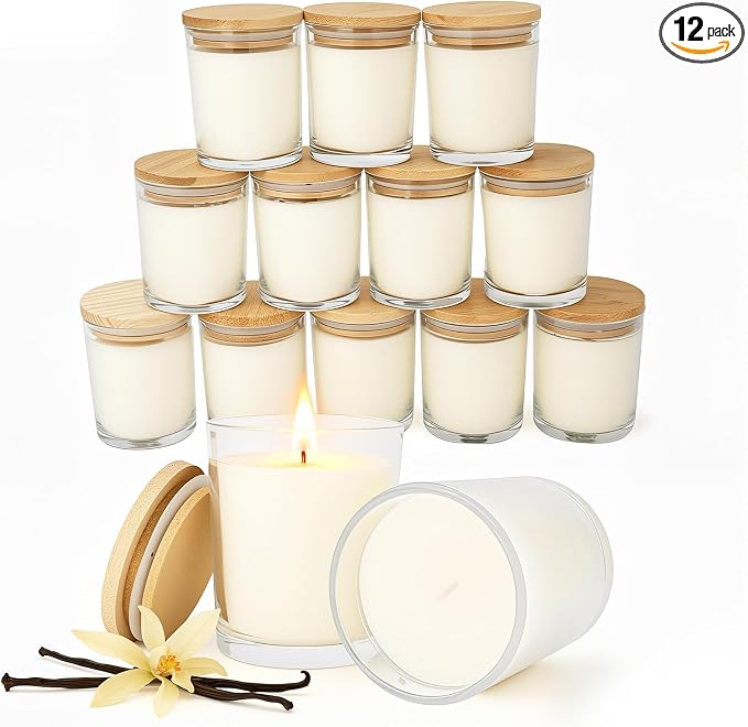 12 PCS 6oz Vanilla Scented Candles Set, Creamy Soy Wax Candles | Warm & Cozy Home Fragrance, Bulk Gift Box for Wedding, Holiday, Party Favors and Decor