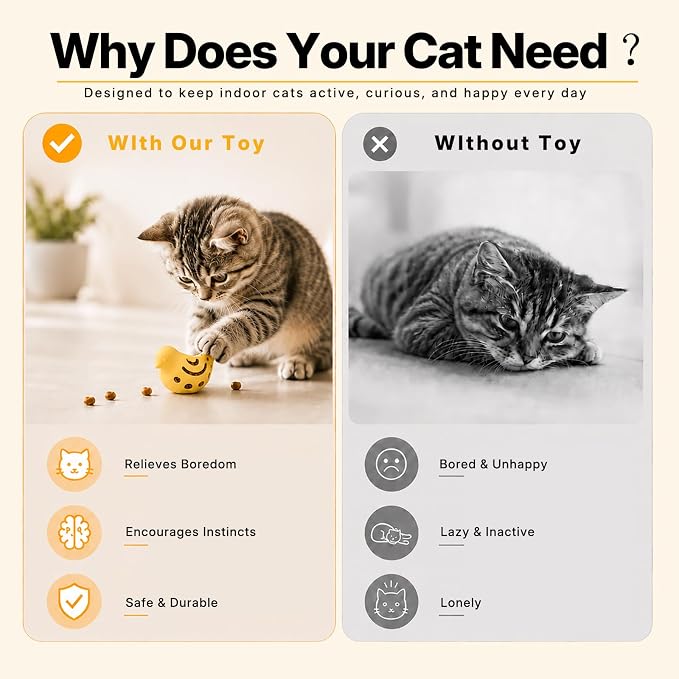 Cat Treat Puzzle Toy, Cat Puzzle Feeder with Refillable Catnip Ball