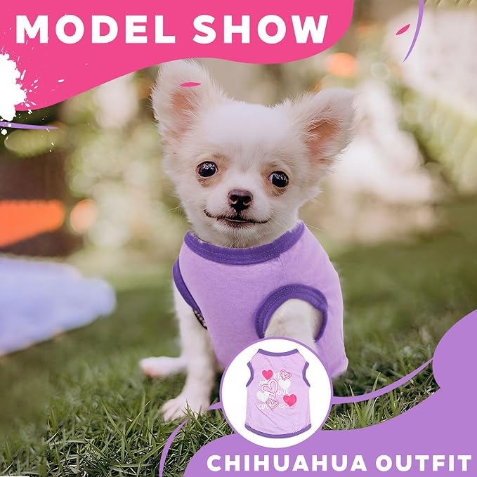 4 Pieces Puppy Clothes for Small Dogs Girl Girl Dog Clothes Cute Soft Dog Shirts Female Doggie Shirts Pet Clothing (Medium)