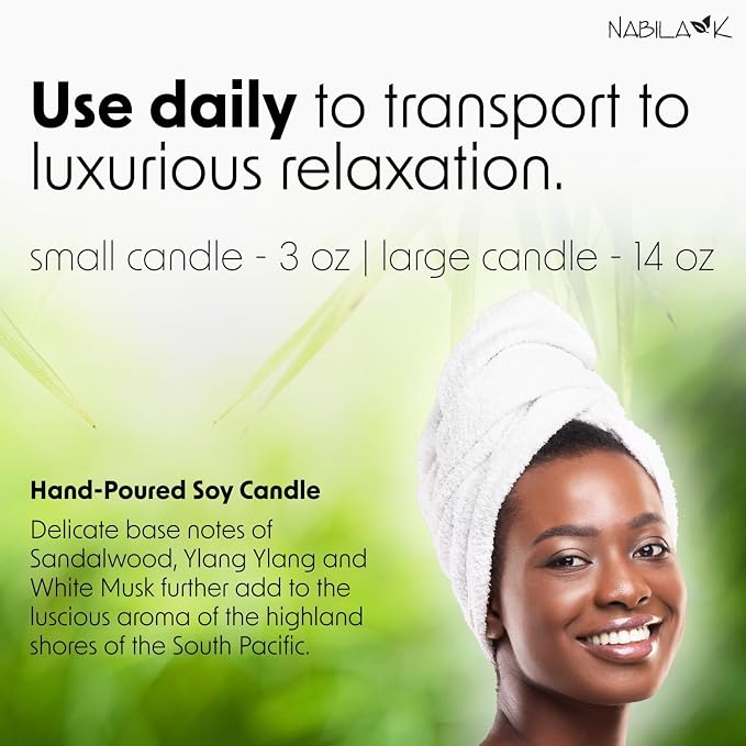 Nabila K - Tahitian Gardenia - Soy-Based Candle - Lemon, Cinnamon, Jasmine, Sweet Muguet & Spicy Coriander - Hand-Poured - Cotton Wick - Aromatherapy Candle w/Essential Oils - Made in USA - 3 oz