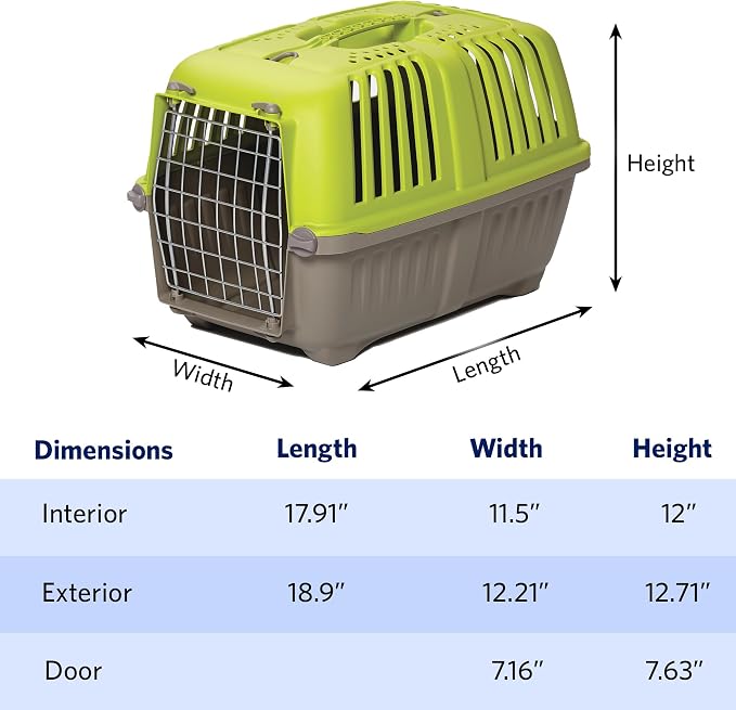 MidWest Spree Travel Carrier, Small Dog & Cat, 22-Inch, Blue | Hard-Sided Pet Carrier, Steel Door, Ventilated Design, Locking Tabs, Easy Assembly