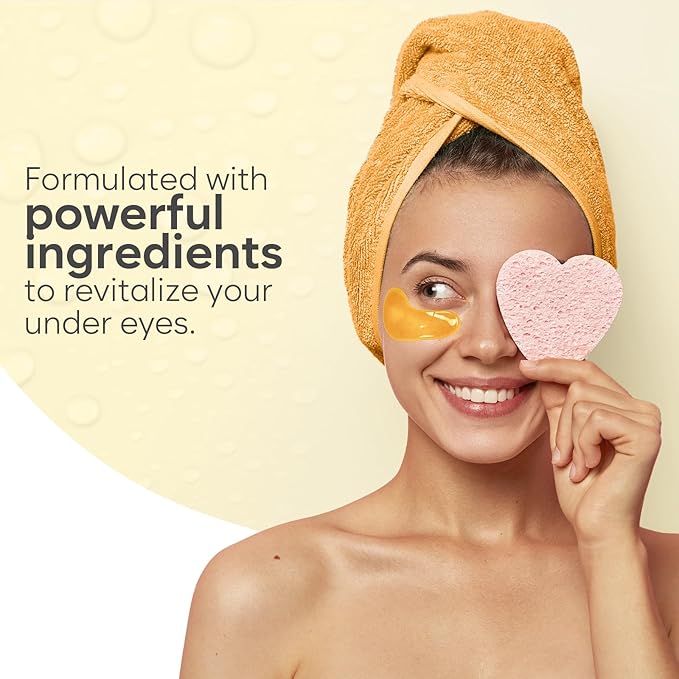 AURAE 24K Gold Under Eye Patches (30 Pairs) - For Dark Circles & Puffiness - Hydrating Eye Mask for a Revitalized Look