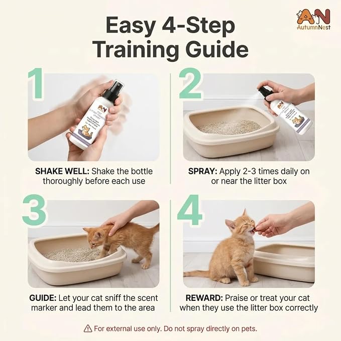 Cat Litter Training Spray, 2 Pack, 300ml Litter Box Attractant Spray | 2-pack attractant helps guide cats and kittens to the litter box during training, retraining, and new-home transitions.