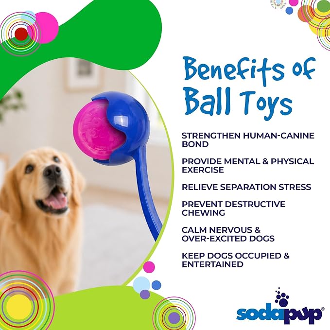 SodaPup Glitter Ball – Soft Dog Ball Toy, Floating Fetch Ball and Treat Dispenser Made in USA from Non-Toxic Pet Safe Food Safe PUP-X Rubber for Bonding, Physical Exercise, & More