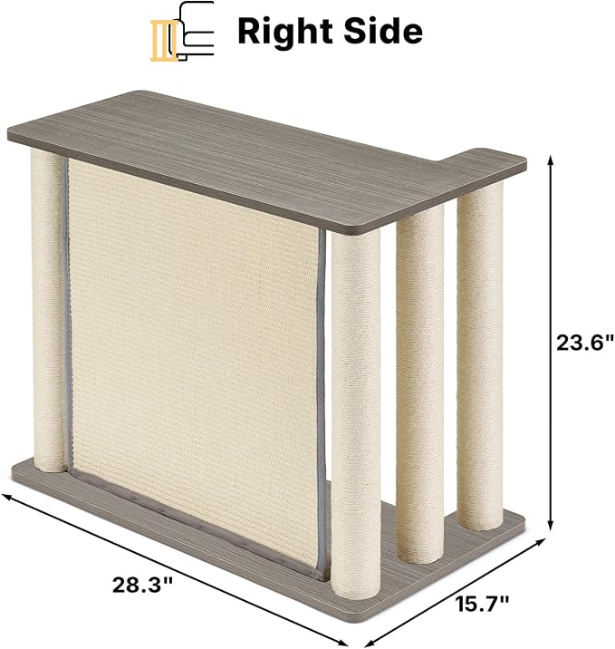 Veehoo Cat Scratcher Side Table for Couch, Sofa Protector End Table | Couch corner protector, sisal scratching posts, sisal scratch pad, heavy-duty base, easy to assemble
