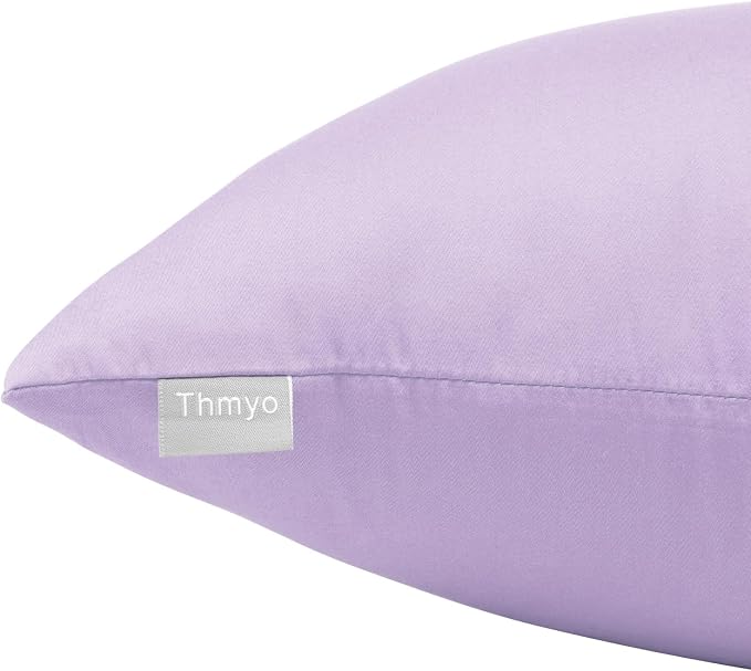 Thmyo 4-Pack 100% Cotton Comfortable Solid Decorative Throw Pillow Case Square Cushion Cover Pillowcase Sublimation Blank Pillow Covers DIY Throw Pillowcase (18x18 inch/ 45x45cm,Pale Purple)