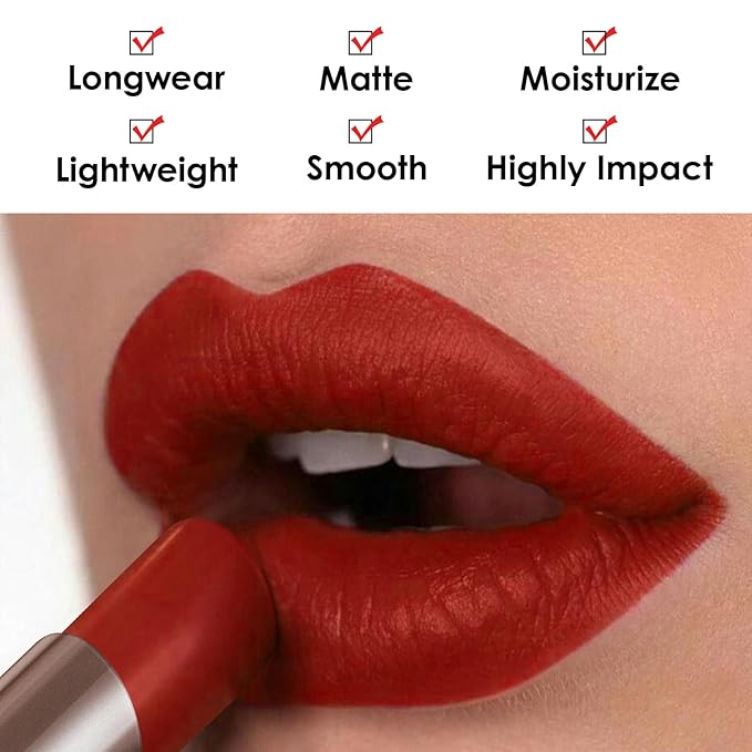 CARSLAN Matte Lipstick Hydrating Lip Color Makeup, Highly Pigmented Lipstick with Moisturizing Formula, Lightweight, Smooth, M14