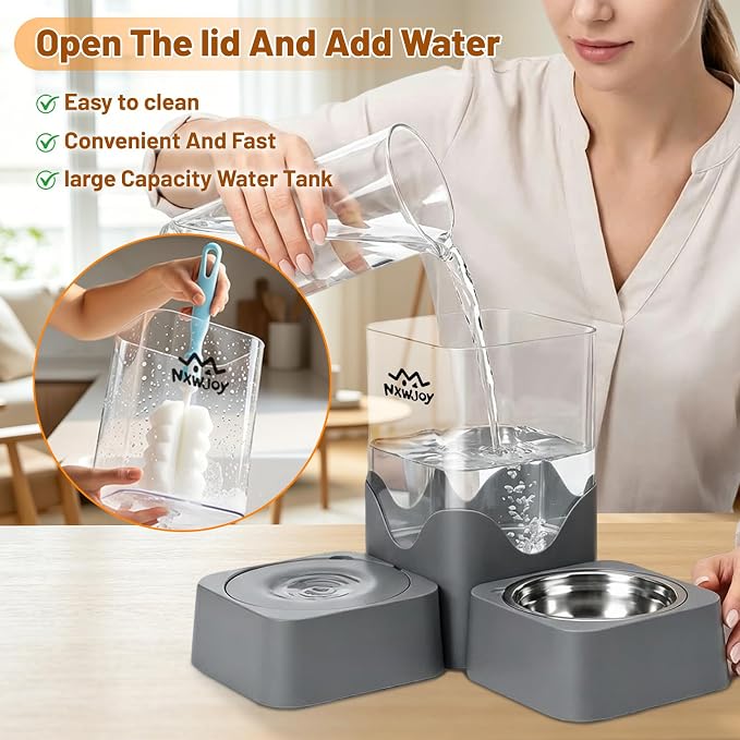Automatic Dog Water Dispenser Gravity | 2 in 1 Gravity Cat Food Dispenser with 180 Degree Rotatable, Pet Self Feeding Large Capacity for Small Dogs Puppy Kitten