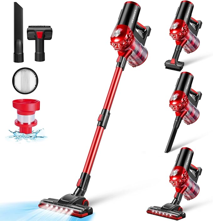 elezon A200 Cordless Vacuum Cleaner, Stick Vacuum with Powerful Suction, Max 38 Mins Runtime, Rechargeable Battery, HEPA Filter, Portable Lightweight Vacuum Cleaners for Home, Hard Floor, Pet Hair