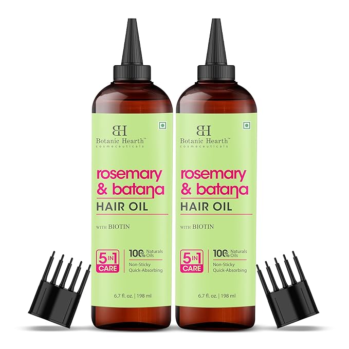 Botanic Hearth Hair Oil for Hair Growth & Hair Treatment Oils | Strengthening Dry, Frizzy, Damaged Hair & Scalp Treatment | Rosemary Batana Hair Oil – 6.7 Fl Oz (2 Pack)