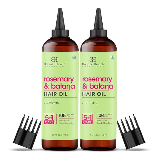 Botanic Hearth Hair Oil for Hair Growth & Hair Treatment Oils | Strengthening Dry, Frizzy, Damaged Hair & Scalp Treatment | Rosemary Batana Hair Oil – 6.7 Fl Oz (2 Pack)