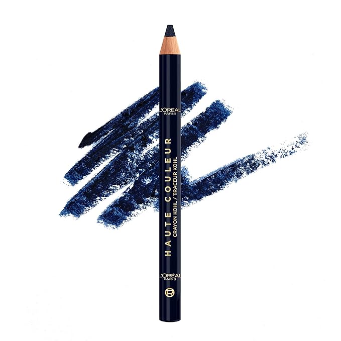 L'Oreal Paris Haute Couleur Kohl Eyeliner Pencil, Intense Eye Liner Color with Smooth Gel-Like Formula, Up To 12HR Eye Makeup Wear, 130 Blue Suede