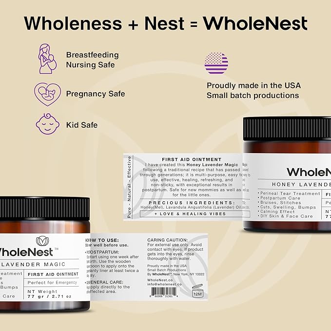 Complete Postpartum Care Includes Wonder Spray, Less Than A Day Hemorrhoid Relief, and Honey Lavender Perineal Balm for Comprehensive Recovery and Soothing Comfort for New Moms