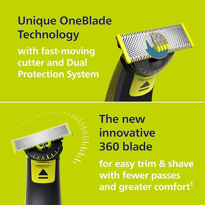 Norelco Philips OneBlade 360 Hybrid Face, Electric Beard Trimmer and Shaver, with 360 Blade Technology, 1x 360 Blade for Face, 5in1 Adjustable Comb, Model QP2724/90