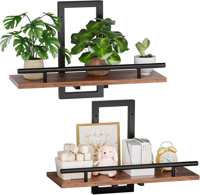 Sbosbo Floating Shelves for Wall Plant Shelf Indoor Wall Mounted Shelves | Wall Planters for Indoor Floating Plant Shelves for Bedroom, Living Room, Kitchen, Office, Bathroom Decor (2 Pack)