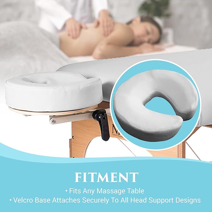NRG Memory Foam Massage Table Face Cradle Pad with Ultra-Soft Fleece Cover - Head Rest Cushion Pillow Pad Eliminates Pressure Points for Instant Relief - Temperature and Pressure Sensitive Foam
