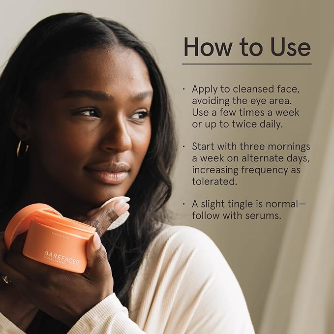 Barefaced Smooth Skin Trio - Toning Pads, Liquid Gold, RetinAL - Smoothe, Hydrate, and Brighten Skin