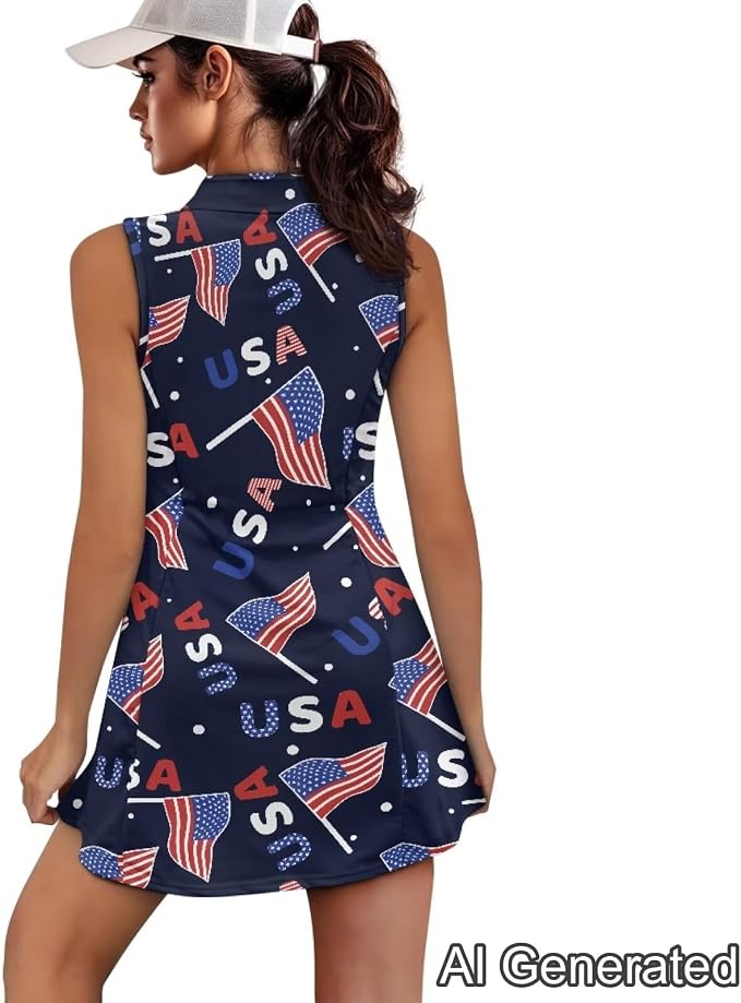 Golf Dress Tennis Dresses for Women with Built in Shorts and Pockets Sleeveless Athletic Dress Workout Dress