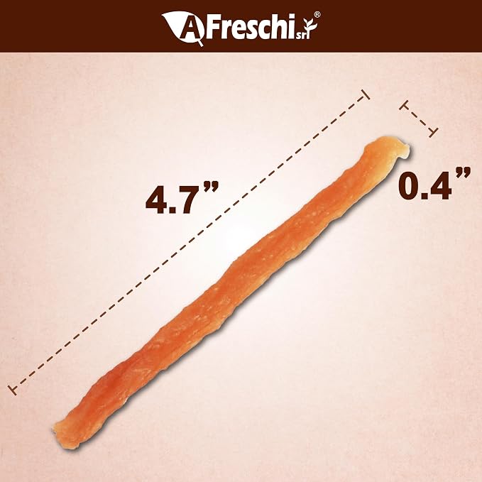 AFreschi Turkey Tendons Dog Treats, Soft Strips with Pumpkin, 3.5 oz | Rawhide-Free Puppy Chews