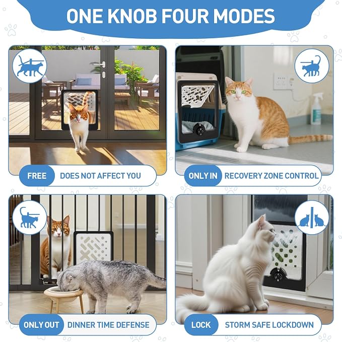 Cat Door for Interior Doors | Built-in Window Pet Door Flap